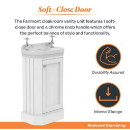 Plum&clay Fairmont White Traditional Cloakroom Bathroom Vanity Unit With Basin (H)86Cm (W)51Cm - thumbnail 4