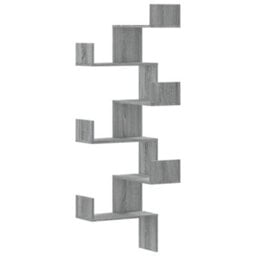 Berkfield Wall Corner Shelf Grey Sonoma 45X45X147 Cm Engineered Wood - thumbnail 2