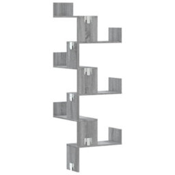 Berkfield Wall Corner Shelf Grey Sonoma 45X45X147 Cm Engineered Wood - thumbnail 6