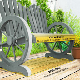 Outsunny 2 Seater Garden Bench W/ Wheel-Shaped Armrests Grey - thumbnail 8