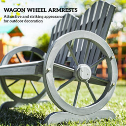 Outsunny 2 Seater Garden Bench W/ Wheel-Shaped Armrests Grey - thumbnail 7