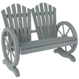 Outsunny 2 Seater Garden Bench W/ Wheel-Shaped Armrests Grey - thumbnail 2