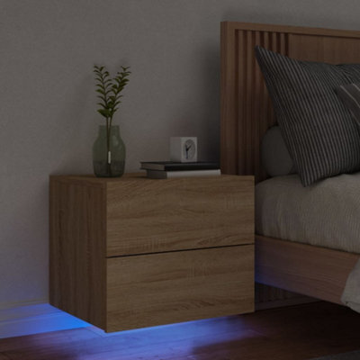 Berkfield Wall-Mounted Bedside Cabinet With Led Lights Sonoma Oak - image 1