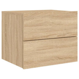 Berkfield Wall-Mounted Bedside Cabinet With Led Lights Sonoma Oak - thumbnail 3