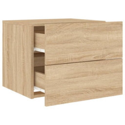 Berkfield Wall-Mounted Bedside Cabinet With Led Lights Sonoma Oak - thumbnail 6