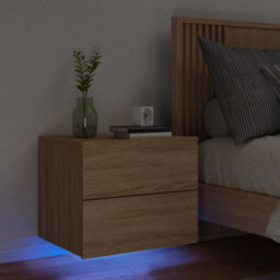 Berkfield Wall-Mounted Bedside Cabinet With Led Lights Sonoma Oak - thumbnail 1
