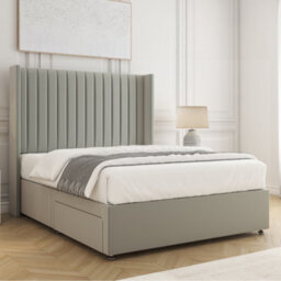 Bsspoke Manhattans Divan Bed Silver Plush Velvet 54Inch Headboard & No Mattress No Drawers In Single Small Double King 4Ft6 6Ft - thumbnail 2