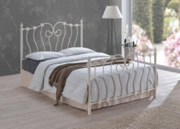 Save On Goods UK 5Ft King Size Ivory Cream White Metal Tubular Bed Frame,traditional,ornate,curved,victorian