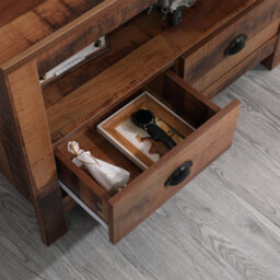 Furniturehmd Industrial Corner Tv Stand Cabinet With 2 Drawers Elegant Tv Console Unit Media Table - thumbnail 5