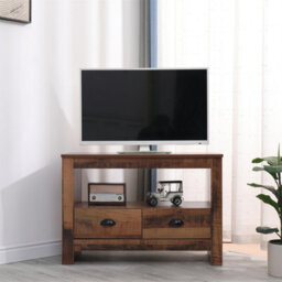 Furniturehmd Industrial Corner Tv Stand Cabinet With 2 Drawers Elegant Tv Console Unit Media Table - thumbnail 1