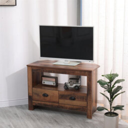 Furniturehmd Industrial Corner Tv Stand Cabinet With 2 Drawers Elegant Tv Console Unit Media Table - thumbnail 2