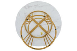Abrihome Modern White & Gold Kitchen Table With Sturdy Metal Frame-Elegant Marble Dining Or Breakfast Table - thumbnail 8