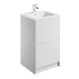 Plum&clay Borneo White Freestanding Vanity Unit & Basin Set Bathroom Furniture (W)500mm (H)855mm - thumbnail 2
