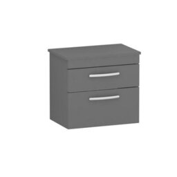 Royal Bathrooms 600mm Wall Hung Vanity Unit 2 Drawer Indigo Grey Gloss - Storage Cabinet - thumbnail 3
