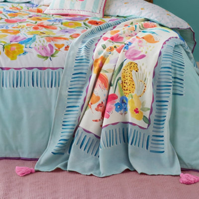 Appletree Festival Floral Print Tasselled Throw - image 1