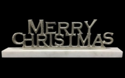 Minster Nickel Plated Merry Christmas In Stand - L3 X W30 X H8 Cm - image 1