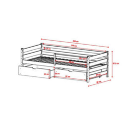 Arte Wooden Bed Leon With Storage Eu Single - Solid Pine Wood Single Bed With Removable Guardrail And Two Drawers - thumbnail 3