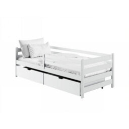 Arte Wooden Bed Leon With Storage Eu Single - Solid Pine Wood Single Bed With Removable Guardrail And Two Drawers - thumbnail 2