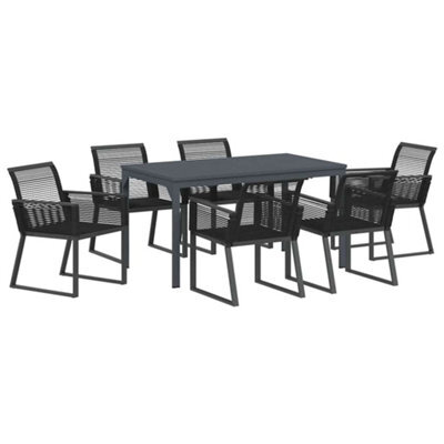 Berkfield Stylish Garden Dining Set 7 Pcs Black