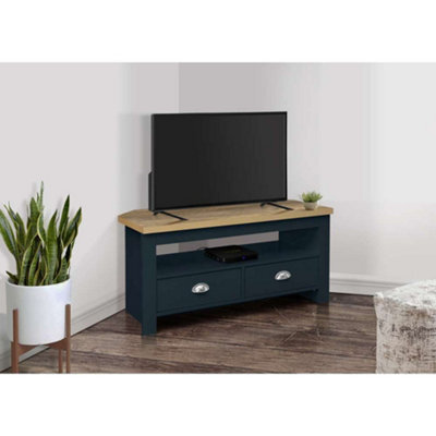 Birlea Highgate Corner Tv Unit Navy Blue & Oak - image 1