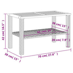 Berkfield Garden Table Beige 70X38X42 Cm Poly Rattan Acacia Wood - thumbnail 8