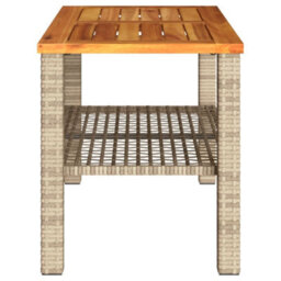 Berkfield Garden Table Beige 70X38X42 Cm Poly Rattan Acacia Wood - thumbnail 5
