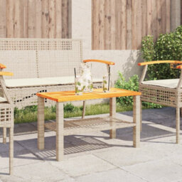 Berkfield Garden Table Beige 70X38X42 Cm Poly Rattan Acacia Wood - thumbnail 3
