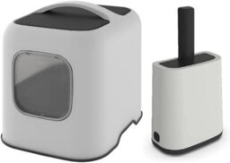 Rotho Mypet Biala Cat Litter Tray & Scoop Set  Large Covered Cat Litter Box With Carbon Filter, Scoop With Holder & 16 Xl Bags