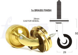L&F 1X Brass Castor & Ring 29mm Screw In Castor  Furniture Beds Sofas Chairs Stools