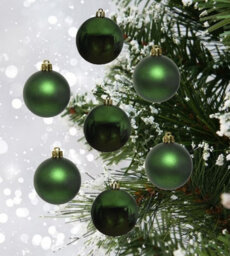 Decoris 24 Mini Baubles Real Glass Christmas Tree Baubles Pine Green 2.5Cm