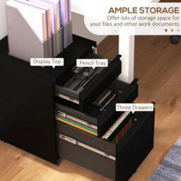 Vinsetto Filing Cabinet With Lock And Hanging Bar For Letter A4 Legal, Black - thumbnail 4