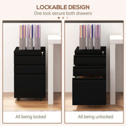 Vinsetto Filing Cabinet With Lock And Hanging Bar For Letter A4 Legal, Black - thumbnail 6