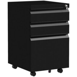 Vinsetto Filing Cabinet With Lock And Hanging Bar For Letter A4 Legal, Black - thumbnail 2
