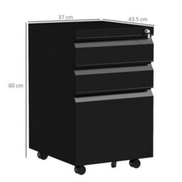 Vinsetto Filing Cabinet With Lock And Hanging Bar For Letter A4 Legal, Black - thumbnail 3