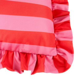 furn. Furn Palm Royale Stripe Ruffle Printed Outdoor Cushion, Pink/red, 50 X 50Cm - thumbnail 4