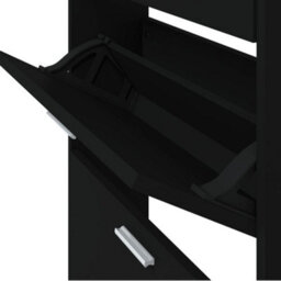 Berkfield Shoe Cabinet Black 59X17X169 Cm Engineered Wood - thumbnail 8