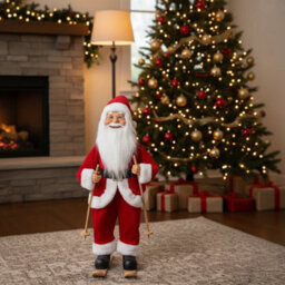 Urbn-Living Urbnliving 45Cm Santa Claus On Skis Christmas Decoration - Standing Festive Figure - thumbnail 4