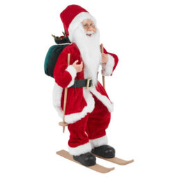 Urbn-Living Urbnliving 45Cm Santa Claus On Skis Christmas Decoration - Standing Festive Figure - thumbnail 5