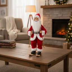 Urbn-Living Urbnliving 45Cm Santa Claus On Skis Christmas Decoration - Standing Festive Figure - thumbnail 2