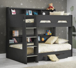 Orion Anthracite Wooden Storage Bunk Bed Frame - 3Ft Single - thumbnail 1