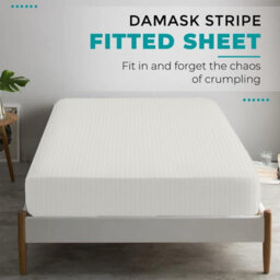 Oxford Homeware White Satin Stripe Fitted Sheet 40Cm Extra Deep Pocket Soft Easy Care Bedding Sheet (W)152Cmx(L)200Cm (King) - thumbnail 5