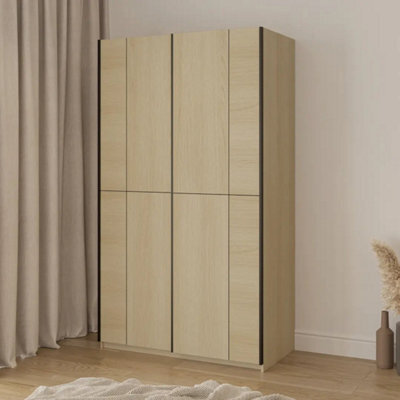 Arte Cube 120Cm Sliding Door Wardrobe - Oak Lindberg, Compact Wardrobe With A Warm Wood Look - image 1