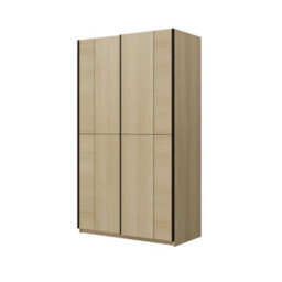 Arte Cube 120Cm Sliding Door Wardrobe - Oak Lindberg, Compact Wardrobe With A Warm Wood Look - thumbnail 2