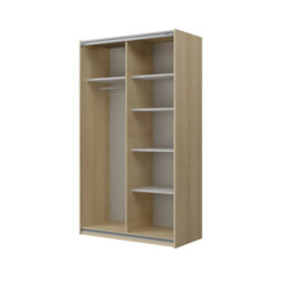 Arte Cube 120Cm Sliding Door Wardrobe - Oak Lindberg, Compact Wardrobe With A Warm Wood Look - thumbnail 3