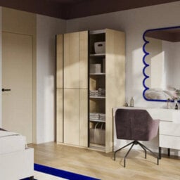 Arte Cube 120Cm Sliding Door Wardrobe - Oak Lindberg, Compact Wardrobe With A Warm Wood Look - thumbnail 6