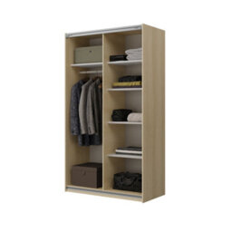 Arte Cube 120Cm Sliding Door Wardrobe - Oak Lindberg, Compact Wardrobe With A Warm Wood Look - thumbnail 4