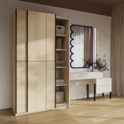 Arte Cube 120Cm Sliding Door Wardrobe - Oak Lindberg, Compact Wardrobe With A Warm Wood Look - thumbnail 5