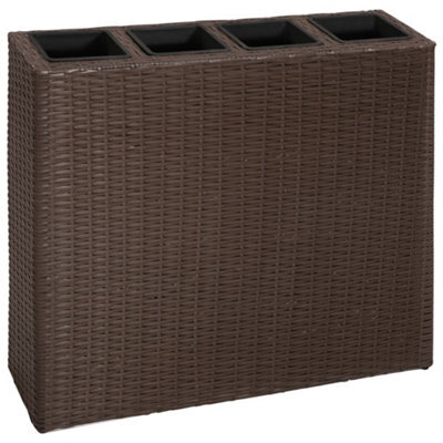 Berkfield Garden Raised Bed With 4 Pots Poly Rattan Brown - image 1