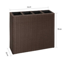 Berkfield Garden Raised Bed With 4 Pots Poly Rattan Brown - thumbnail 6