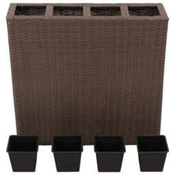 Berkfield Garden Raised Bed With 4 Pots Poly Rattan Brown - thumbnail 2
